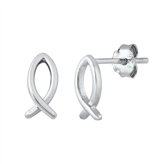 Ichthus Christian Fish Loop High Polish Earrings – Sterling Silver