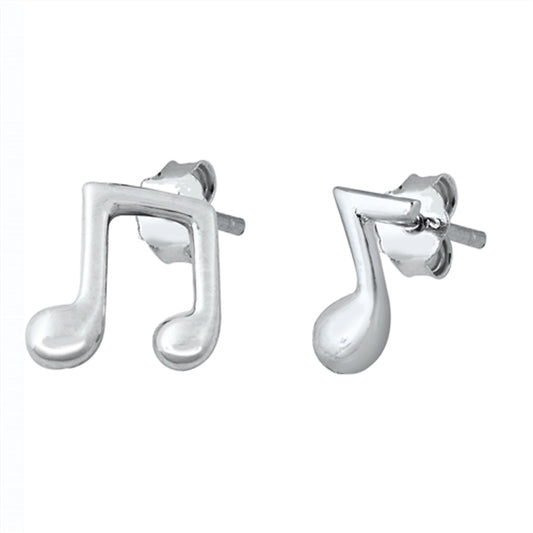Music Note High Polish Simple Musical Earrings – Sterling Silver