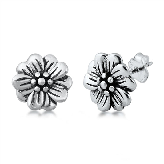 Flower Elegant Garden Nature Oxidized Earrings – Sterling Silver