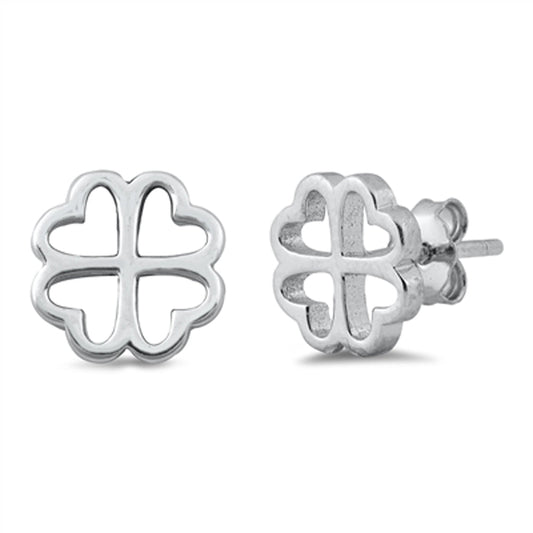 Four Leaf Clover Shamrock Good Luck Earrings – Sterling Silver