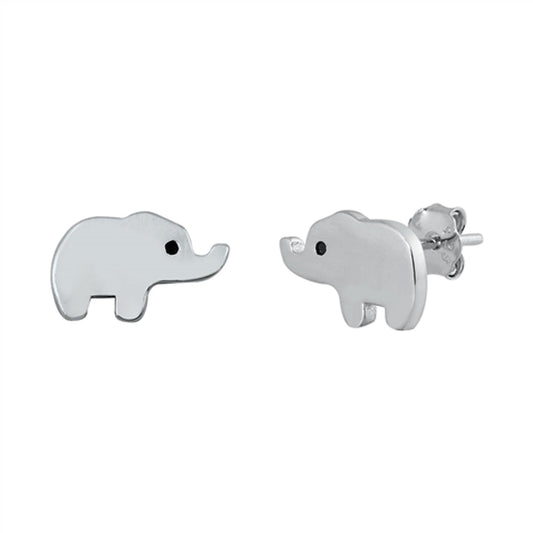 Elephant Animal High Polish Simple Earrings – Sterling Silver