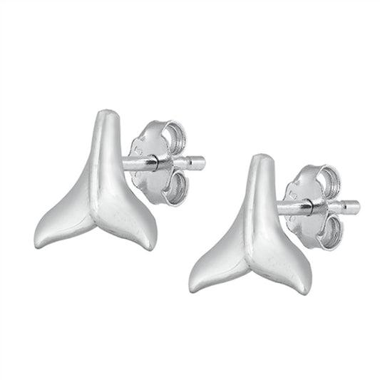 Whale Tail Animal Swim Ocean High Earrings – Sterling Silver