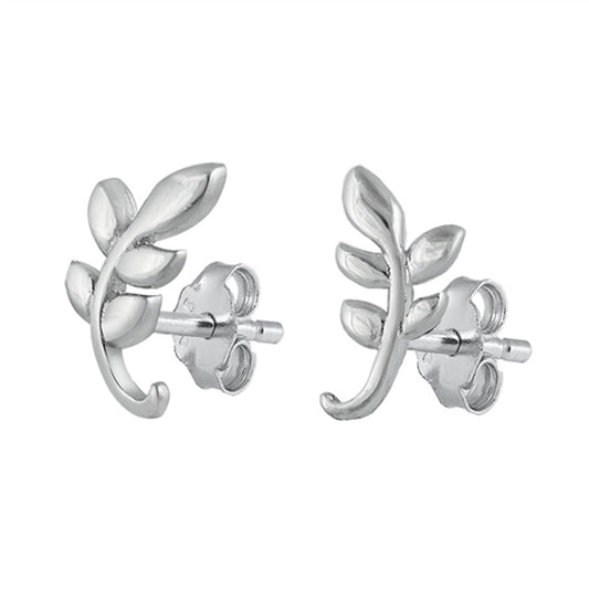 Laurel Leaf Branch Tree Nature High Earrings – Sterling Silver