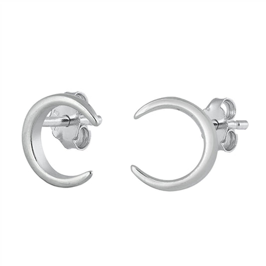 Celestial Crescent Moon Slim Thin Polish Earrings – Sterling Silver