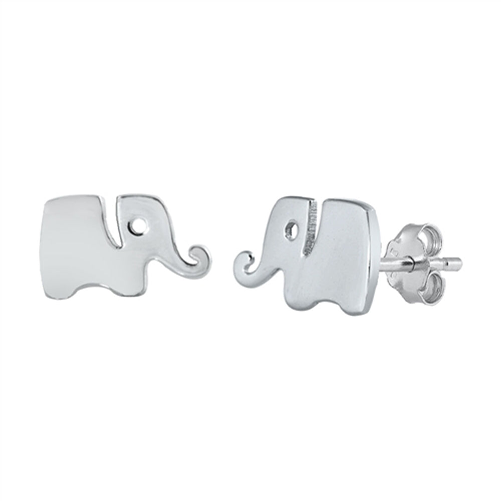 Cutout Modern Elephant Minimalist Animal Geometric Earrings – Sterling Silver
