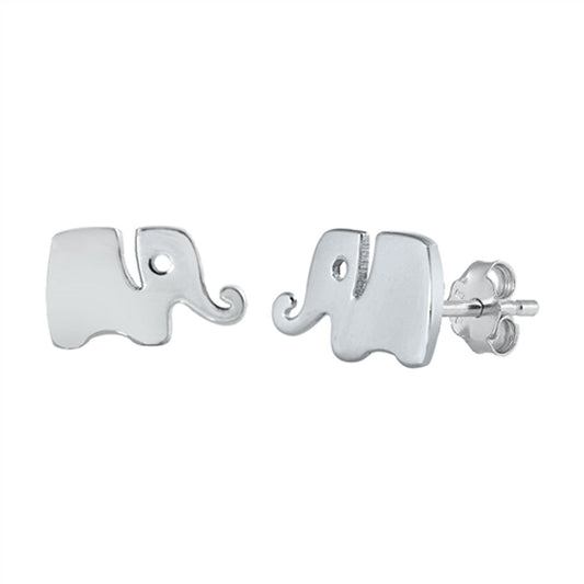 Cutout Modern Elephant Minimalist Animal Geometric Earrings – Sterling Silver