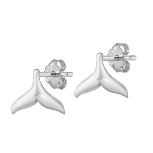 Whale Tail Animal Ocean Beach High Earrings – Sterling Silver
