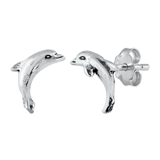 Tropical Dolphin Animal Ocean Beach Oxidized Earrings – Sterling Silver