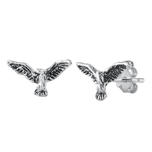 Seagull Bird Animal Wing Oxidized Earrings – Sterling Silver