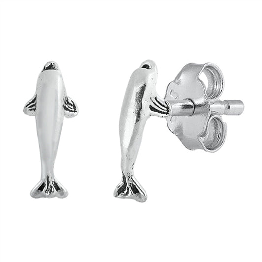 High Polished Dolphin Swim Ocean Beach Earrings – Sterling Silver