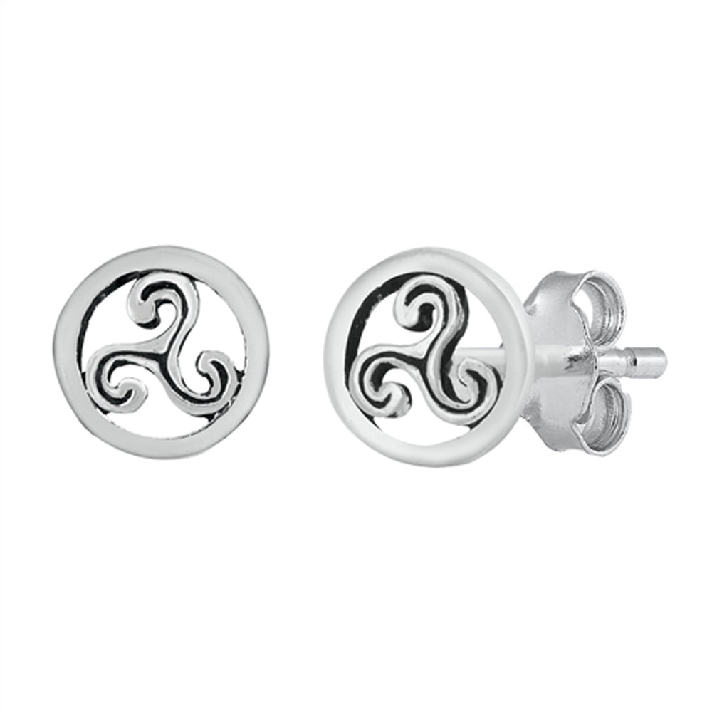 Celtic Trinity Wave Open Elegant Simple Hoop Earrings – Sterling Silver