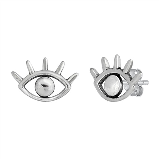 All Seeing Eye Cutout Lashes Open Earrings – Sterling Silver