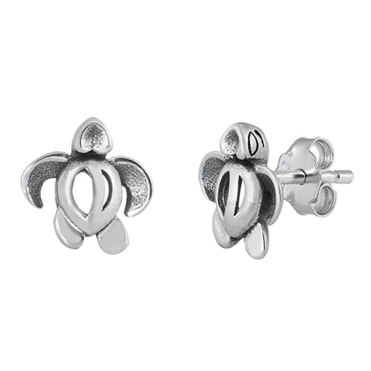 Turtle Open Shell Animal Beach Sea Earrings – Sterling Silver