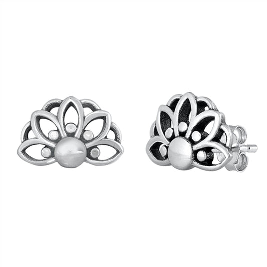 Henna Style Flower Bali Boho Sun Earrings – Sterling Silver
