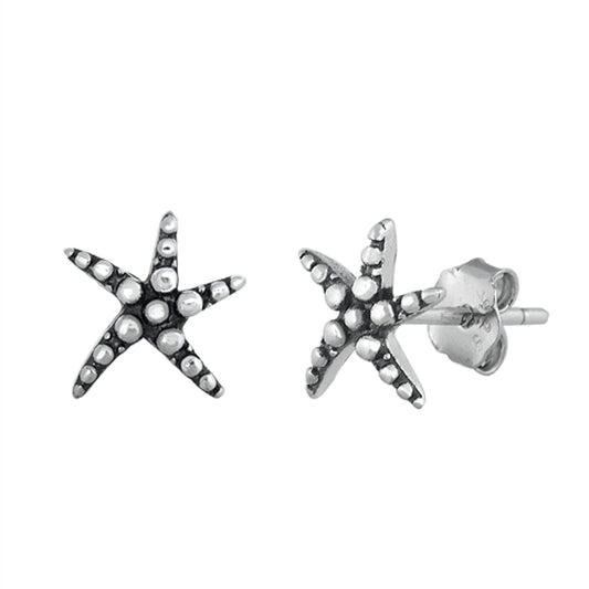 Nature Wavy Starfish Sea Star Ocean Earrings – Sterling Silver