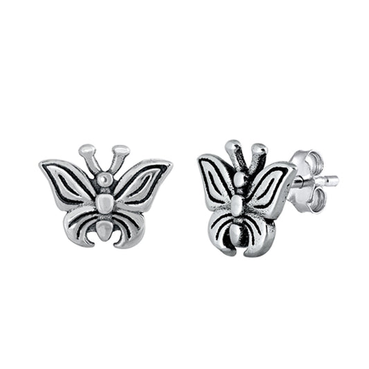 Bug Butterfly Oxidized Wing Animal Garden Earrings – Sterling Silver