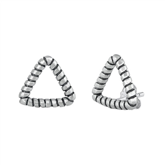 Rope Triangle Weave Open Geometric Oxidized Earrings – Sterling Silver