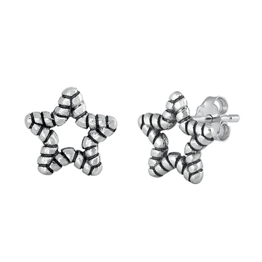 Rope Star Weave Outline Elegant Oxidized Earrings – Sterling Silver