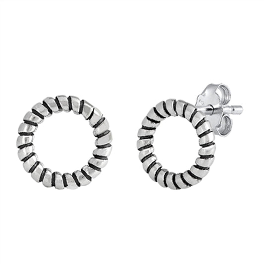 Rope Elegant Statement Wreath Oxidized Hoop Earrings – Sterling Silver