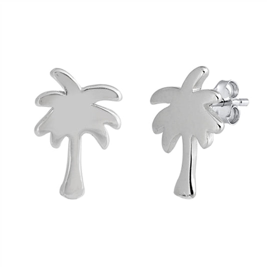 High Polish Palm Tree Nature Tropical Earrings – Sterling Silver