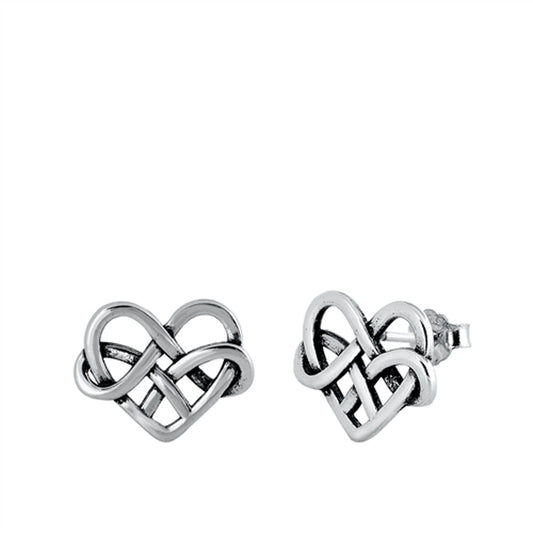 Celtic Promise Heart Infinity Knot Weave Earrings – Sterling Silver