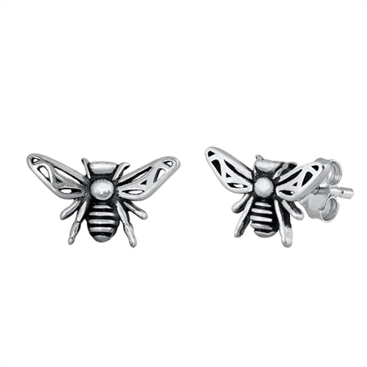 Cutout Wing Bee Bumblebee Honey Animal Earrings – Sterling Silver
