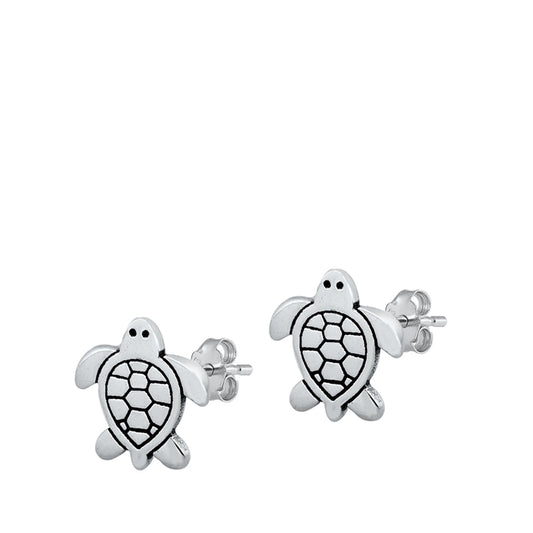 Turtle Animal Ocean Beach Earrings – Sterling Silver