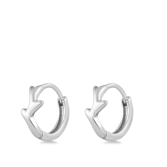Tree Branch Huggy Antler Elegant Hoop Earrings – Sterling Silver