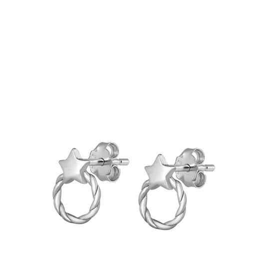 Rope Star Eternity High Polished Hoop Earrings – Sterling Silver