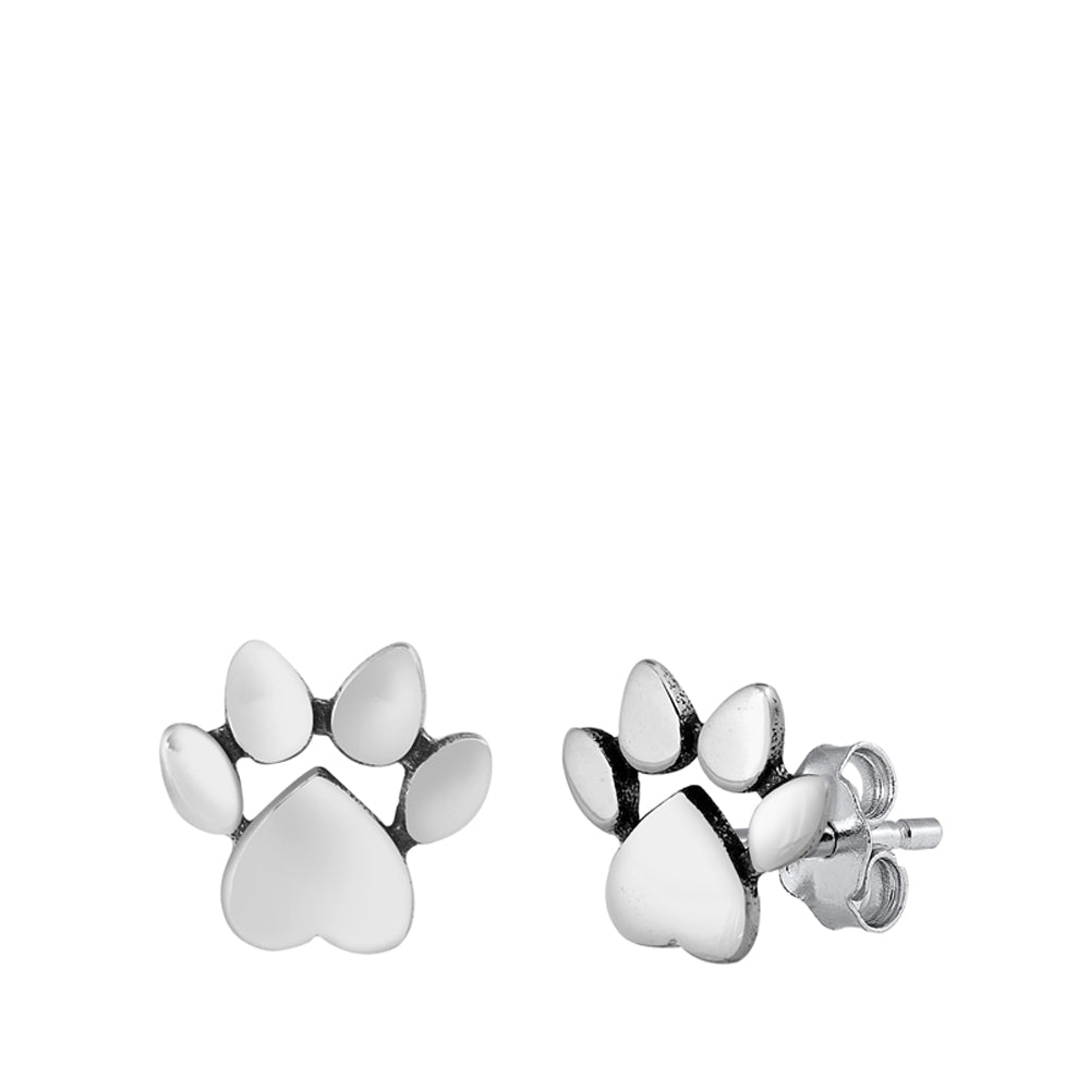 Paw Print Pet Animal Dog Cat Earrings – Sterling Silver