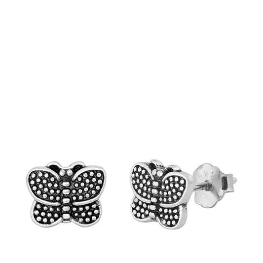 Oxidized Butterfly Animal Nature Garden Earrings – Sterling Silver