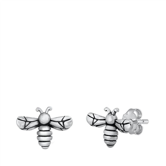 Tiny Honey Bee Push Back Earrings – Sterling Silver