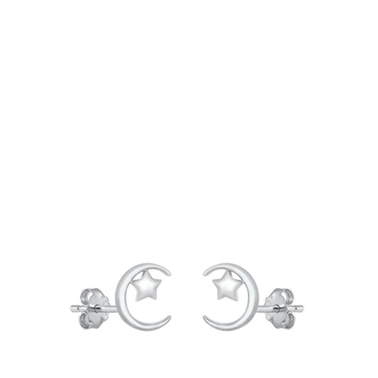 Moon & Star Mini Stars Half Stud Earrings – Sterling Silver