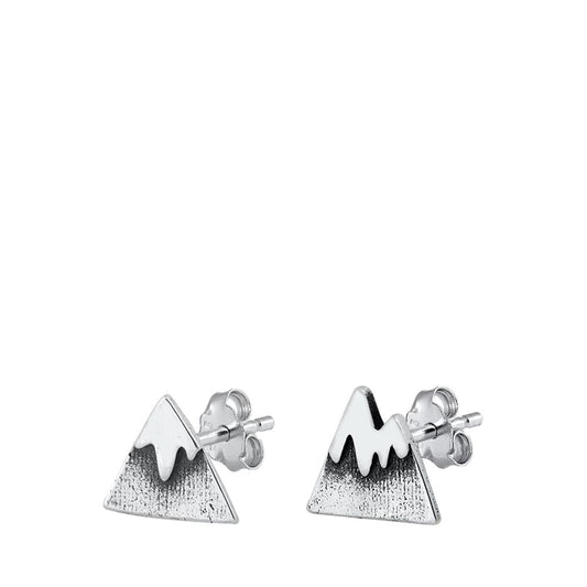 Oxidized Tiny Snow Capped Mountain Stud Earrings – Sterling Silver