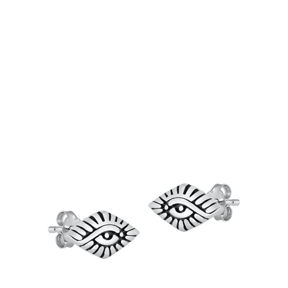 All Seeing Eye Oxidized Evil Stud Earrings – Sterling Silver