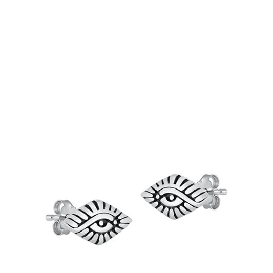 All Seeing Eye Oxidized Evil Stud Earrings – Sterling Silver