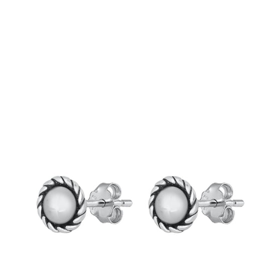 Oxidized Small Classic Cat Eye Round Stud Earrings – Sterling Silver