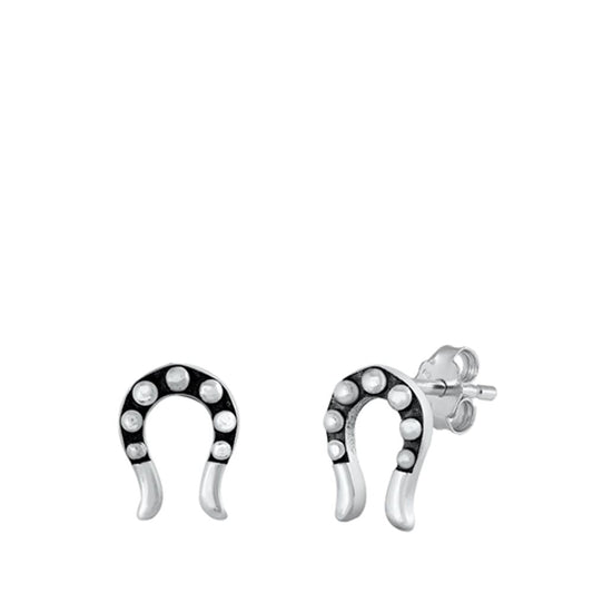 Oxidized Dainty Bali Horseshoes Lucky Stud Earrings – Sterling Silver