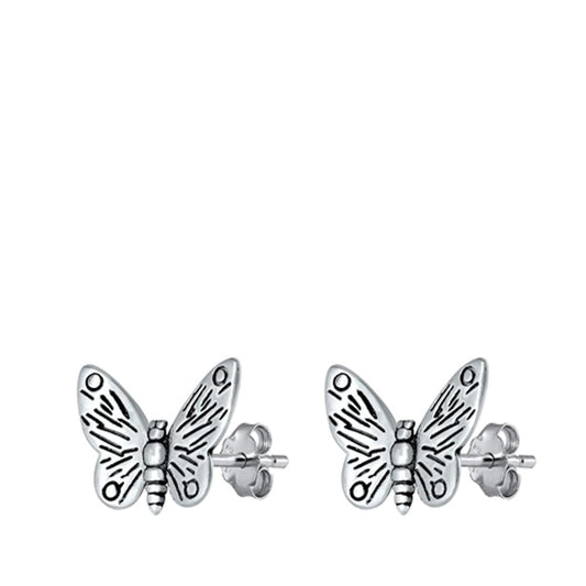 Oxidized Butterfly Stud Earrings – Sterling Silver
