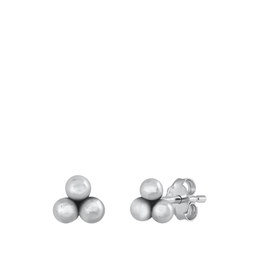 Oxidized Triple Ball Stud Earrings – Sterling Silver