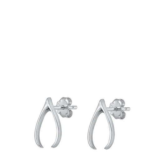 Casual Wishbone Good Luck Wish Stud Earrings – Sterling Silver