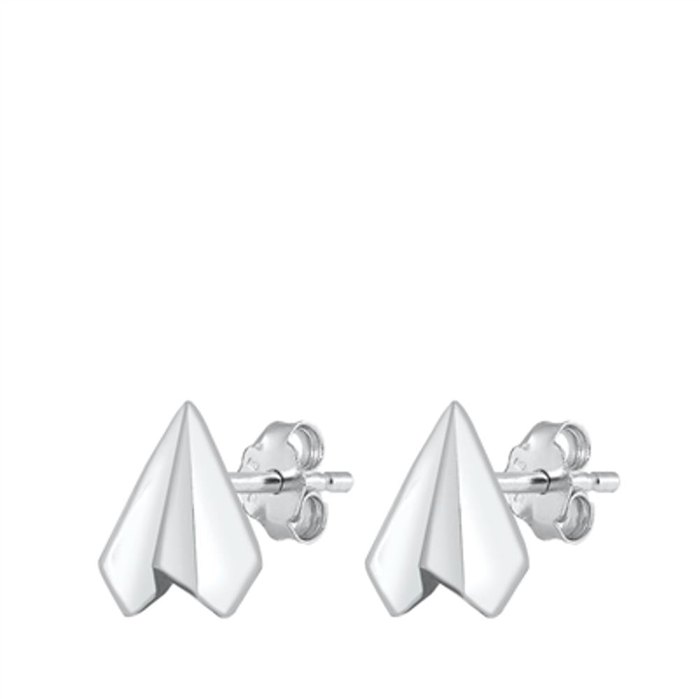Trendy Paper Airplane Origami Aeroplane Stud Earrings – Sterling Silver