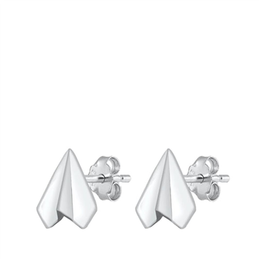 Trendy Paper Airplane Origami Aeroplane Stud Earrings – Sterling Silver