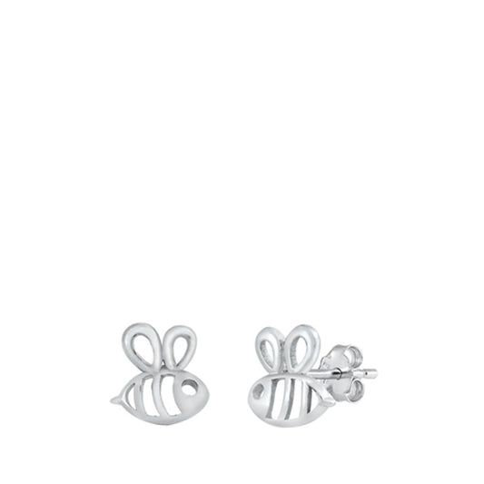 Bumble Bee Outline Stud Earrings – Sterling Silver