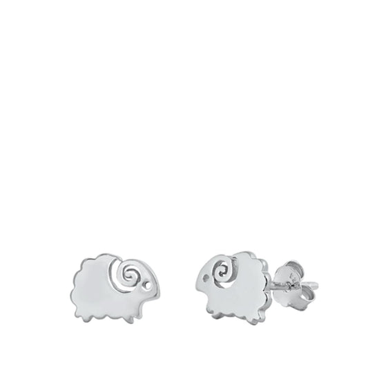 Farm Animal Ram Stud Earrings – Sterling Silver