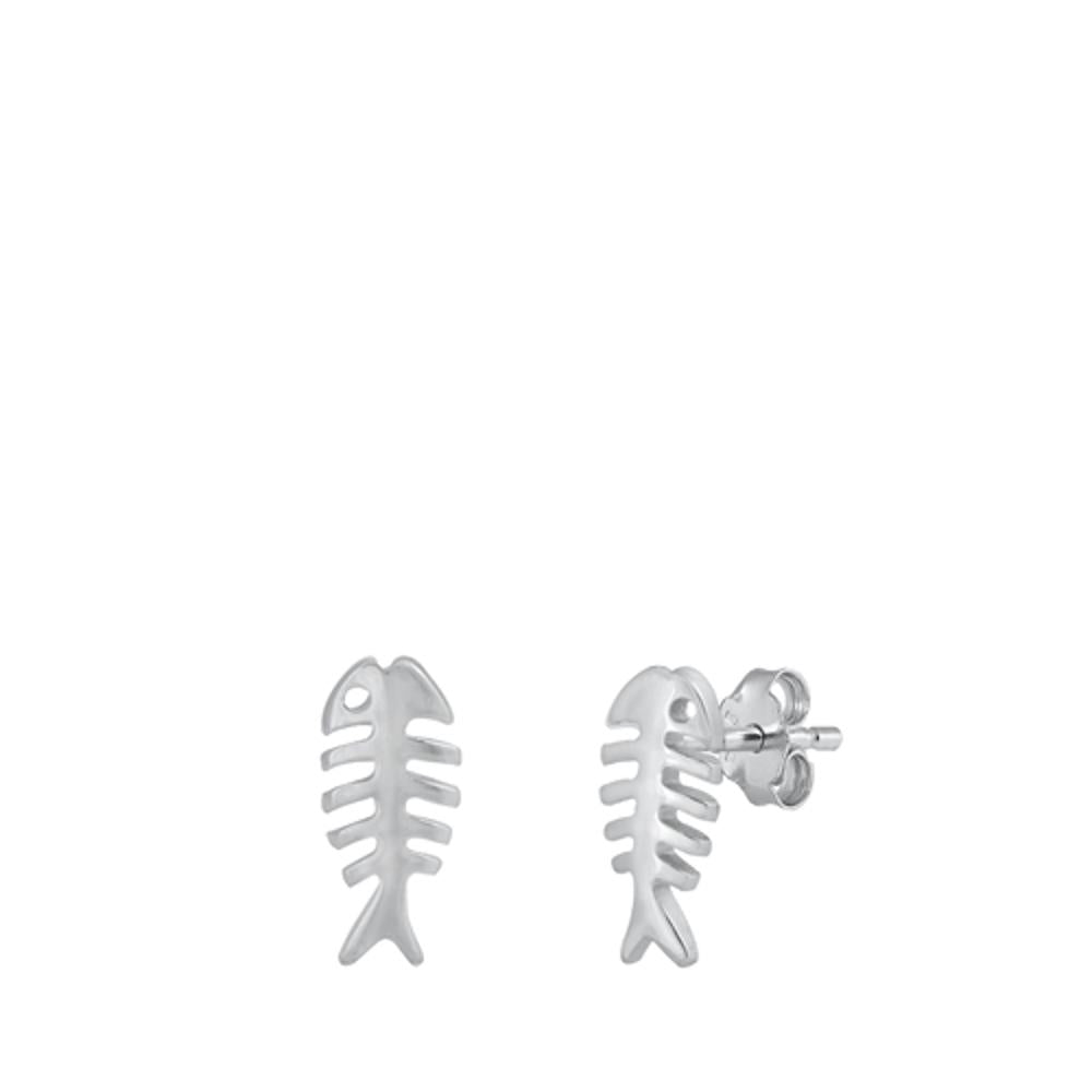 Dead Fish Bone Stud Earrings – Sterling Silver