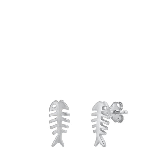 Dead Fish Bone Stud Earrings – Sterling Silver