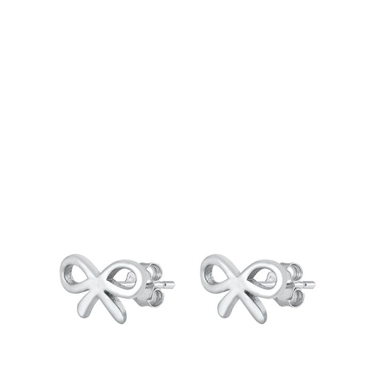 Mini Ribbon Oxidized Bow Stud Earrings – Sterling Silver