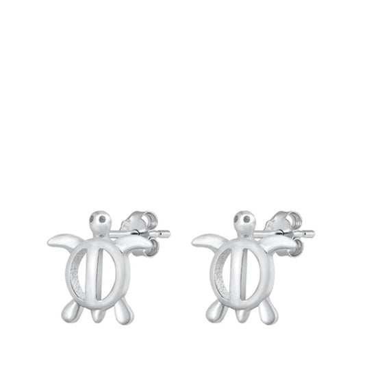 Sea Turtle Beach Ocean Stud Earrings – Sterling Silver