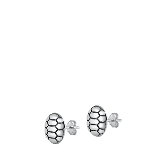 Turtle Shell Oxidized Beach Stud Earrings – Sterling Silver